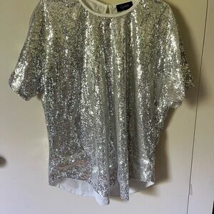 Silver Sequin Women's Top new 2xl